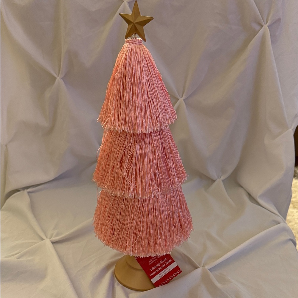 Pink Tassel Christmas Tree with Gold Star